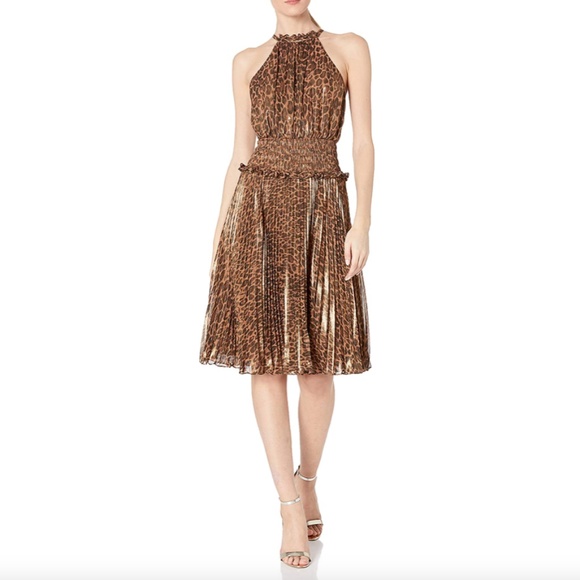BCBGMAXAZRIA METALLIC ANIMAL PRINT MIDI DRESS - Picture 5 of 6